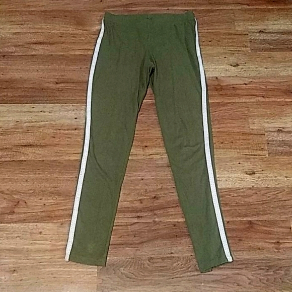 Forest green leggings with white stripes - Picture 1 of 1